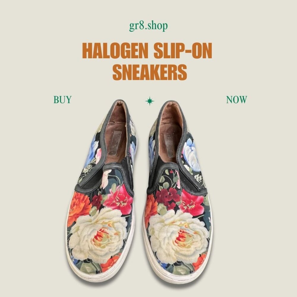 Halogen Womens Floral Canvas Slip-On Sneakers Multicolor Casual Comfort Shoes Si